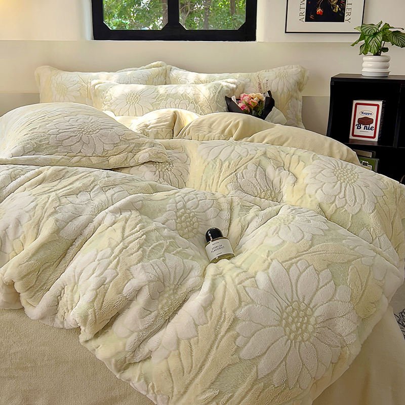New Light Luxury Milk Velvet Embroidered Modern Style Four-Piece Bed Sheets